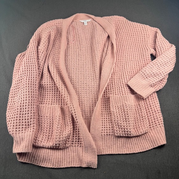 Time and Tru Women Pink Chenille Open Front Cardigan Sweater L 12-14 - Picture 2 of 8